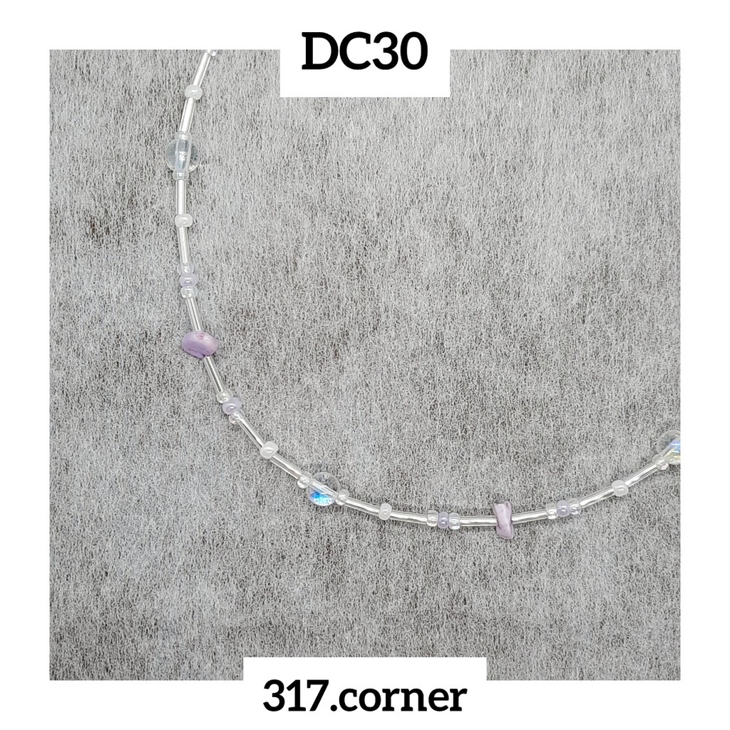 Vòng cổ / Dây chuyền hạt cườm + hạt thủy tinh phối đá vụn - DC30 - 317.corner