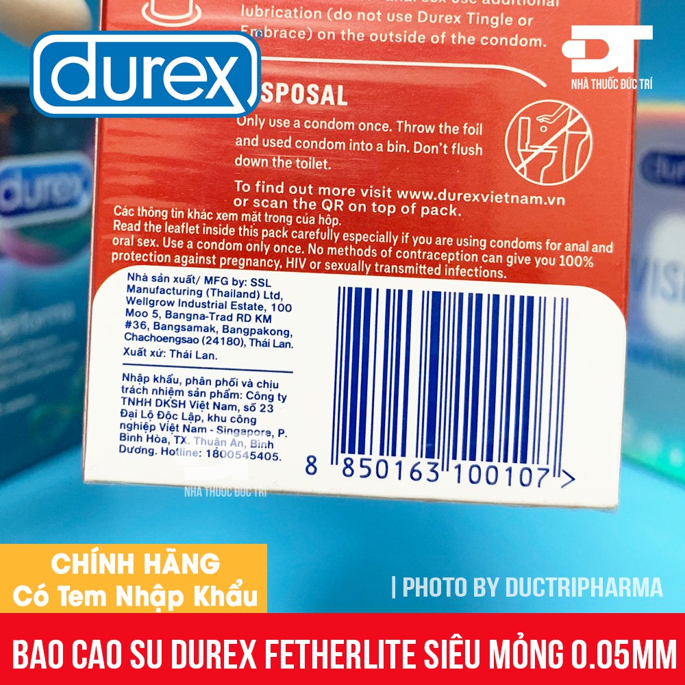 [HÀNG GIẢ ĐỀN TIỀN] Bao Cao Su Durex Hộp 12 cái đủ loại. NHẬP KHẨU BỞI DKSH Việt Nam