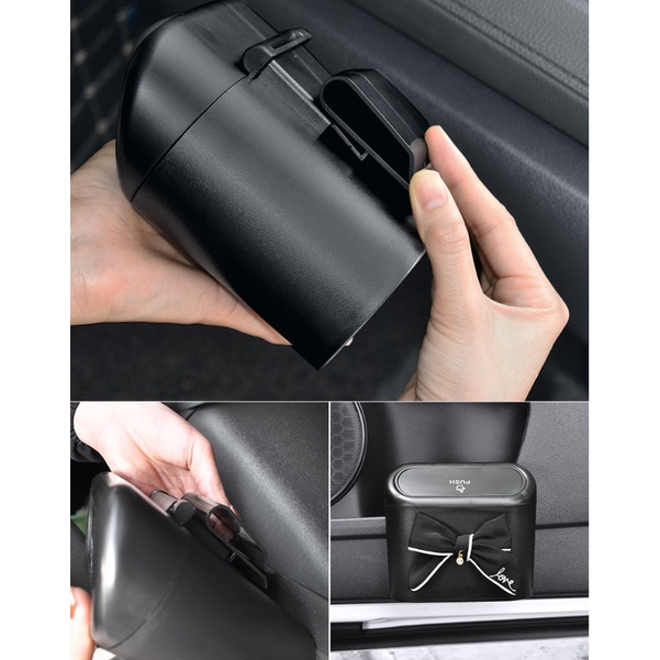 Thùng rác mini đính nơ sang trọng đa năng trên xe hơi - D&A Shop
