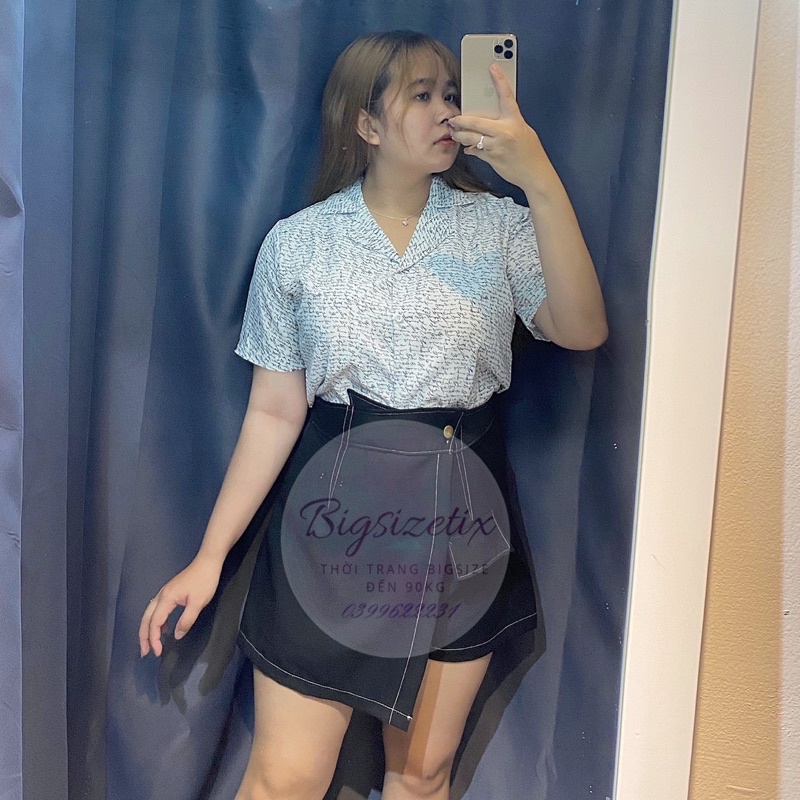 Sét sơ mi chữ quần giả váy bigsize 50-90kg mẫu chụp thật 100%
