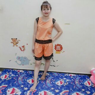 Bộ đồ lụa thái phối ren hàng nhập Thái Lan BDRTL