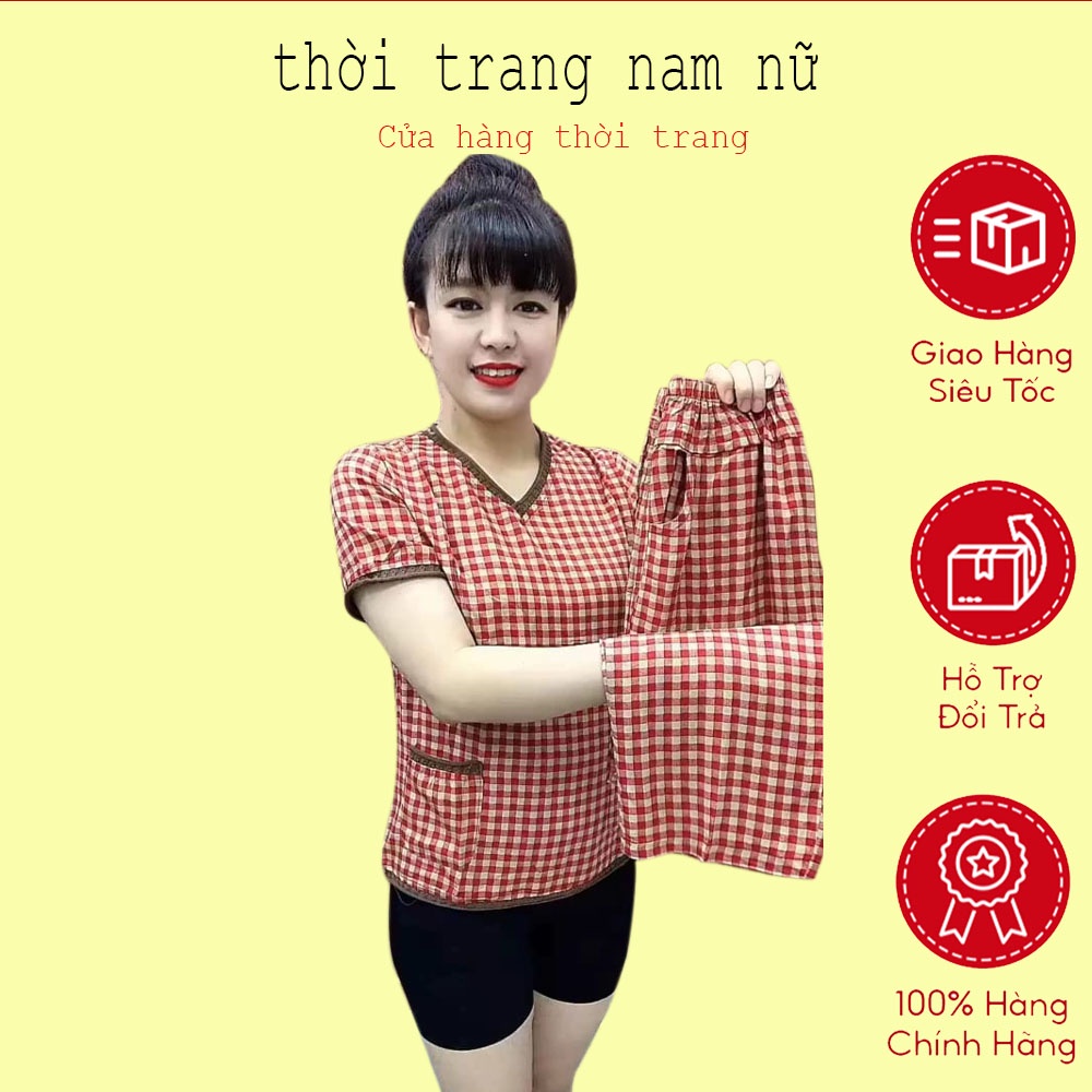 Sét Bộ Đồ Caro và quần ống rộng thời trang năng động cho nữ