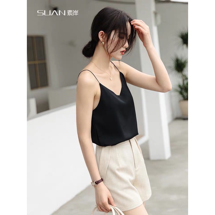 Áo 2 dây lụa hàn cao cấp KOALA, áo lụa 2 dây nữ đẹp cổ V siêu đẹp- HD05 | BigBuy360 - bigbuy360.vn