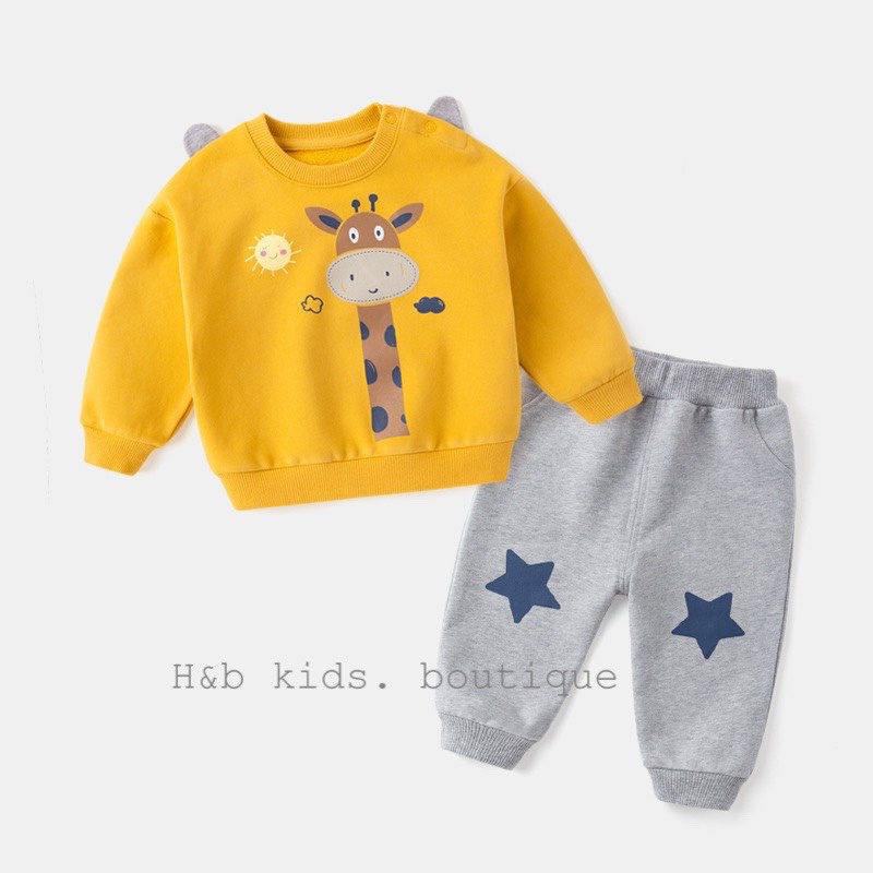 Bộ nỉ da cá cho bé trai, bé gái, set bộ thu đông cho trẻ em từ 6kg đến 17kg