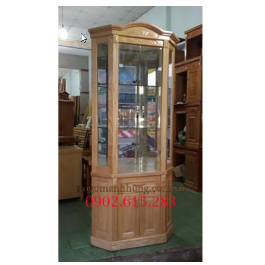 Tủ rượu để góc gỗ sồi 80cm x 1.8m mã 18 giá xưởng, chất gỗ đẹp