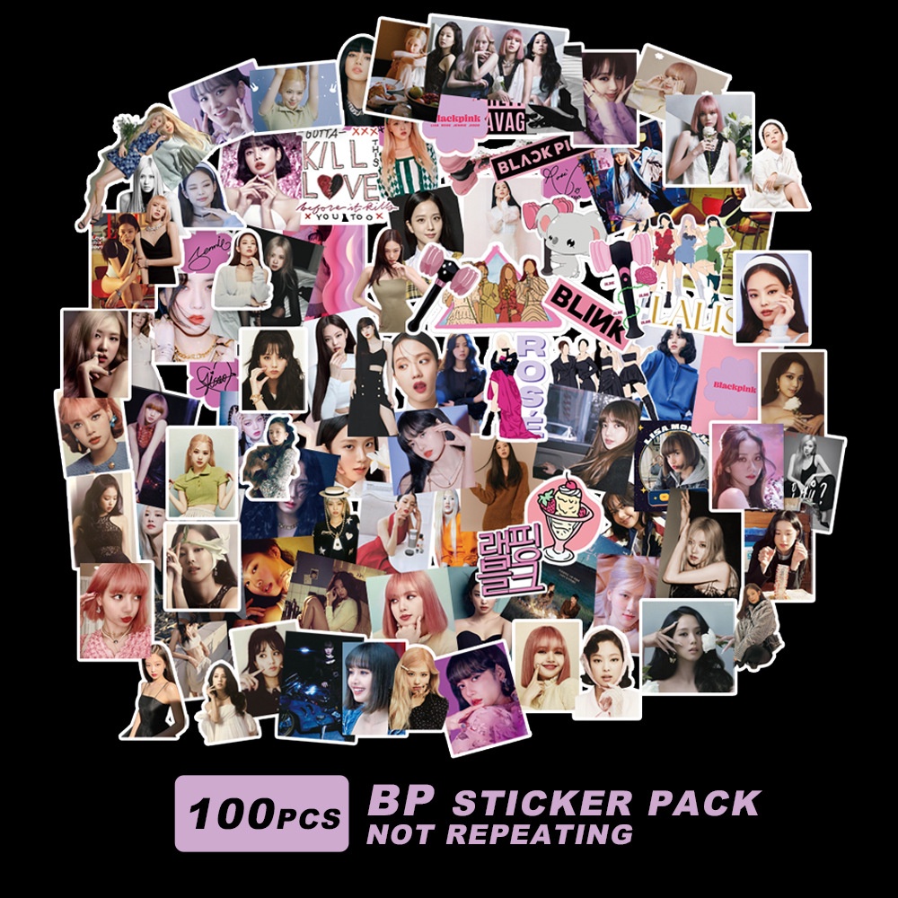 Bộ 102 miếng dán trang trí phong cách nhóm nhạc Hàn Quốc Blackpink độc đáo