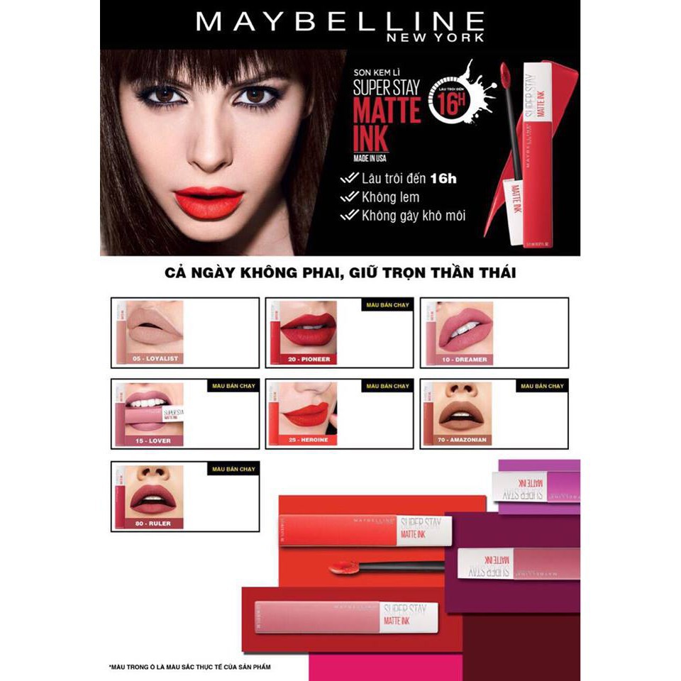 SON LÌ MAYBELINE SUPER STAY MATTE INK MAYBELLINE 👄