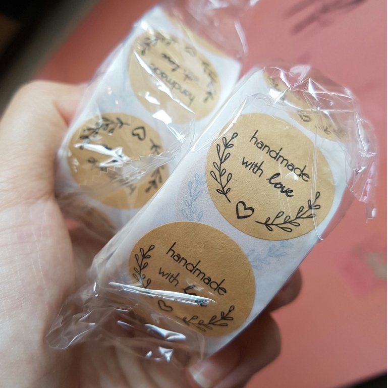Cuộn 500 miếng Sticker thankyou dán nhãn handmade tem giấy dán handmade