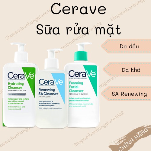 Sữa rửa mặt Cerave Renewing Salicylic Acid SA Facial Cleanser 237ml (bill Mỹ)