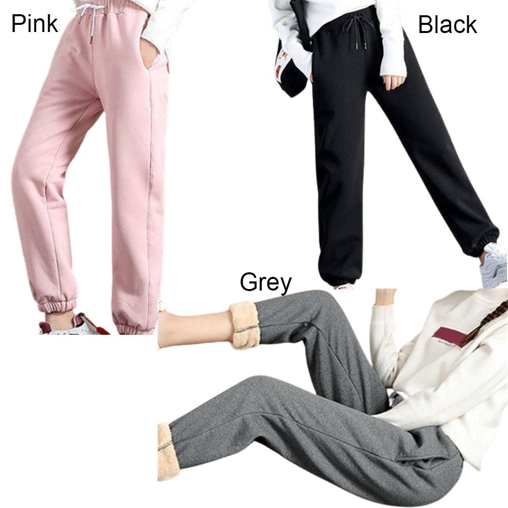 Bebetterm 1Pc Fashion Warm Casual Pant Thick Trousers Stretchy Lamb Wool Fleece Lined Warm Casual Pants
