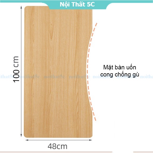 Bàn học gỗ công nghiệp kèm một ngăn kéo để đồ,bàn làm việc mặt bàn cong chống gù lưng chân gỗ tự nhiên chắc chắn,bền bỉ