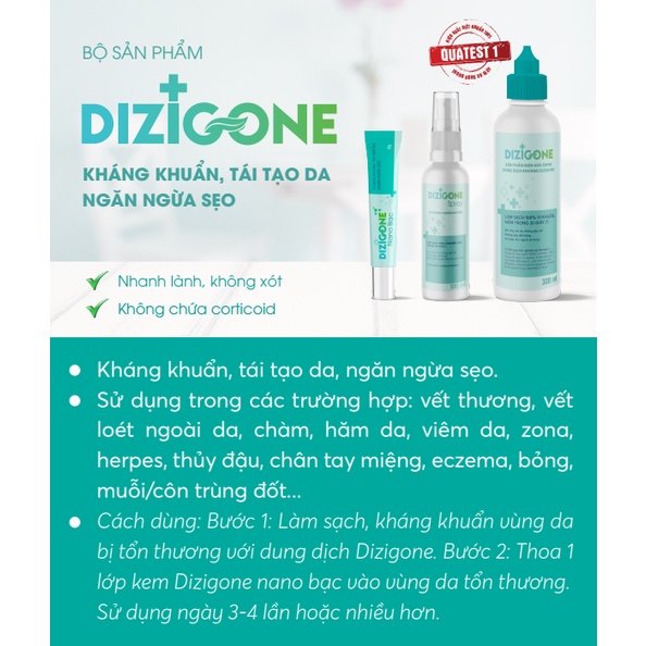 [COMBO] - Dizigone 300ml &amp; Dizigone spray 100ml - kháng khuẩn, rửa vết thương ngoài da