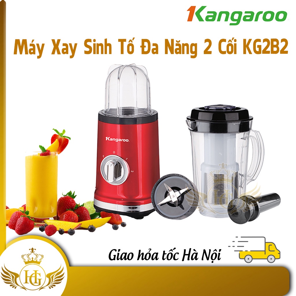 Máy Xay Sinh Tố Kangaroo KG2B2, Máy Xay Sinh Tố Đa Năng 2 Cối Tiện Nghi - An Toàn - Chính Hãng Bảo Hành 12 Tháng
