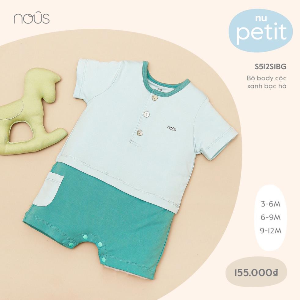Bộ Quần Áo Cộc Liền Thân Cao Cấp Nous Màu Xanh Bạc Hà Bé Gái - Chất Liệu Nu Petit Mềm Nhẹ (Size Từ 3-12M)