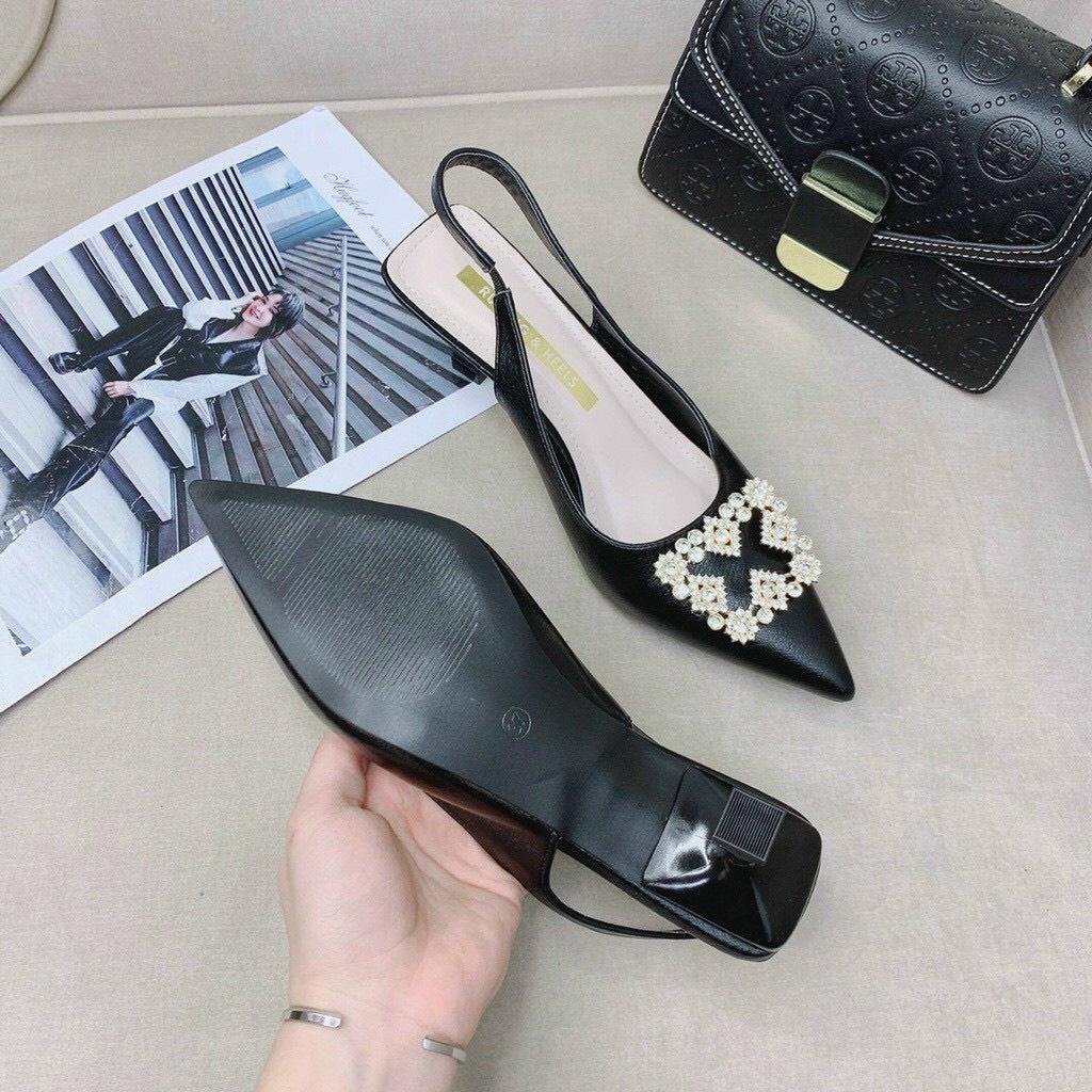 Giày cao gót nữ mũi nhọn đính đá X gót nhọn 7 phân