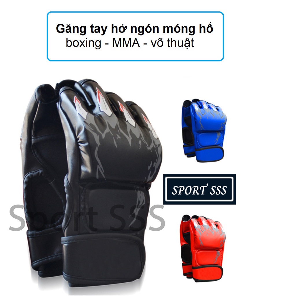 Găng Tay hở ngón Boxing đấm bốc Thể Thao Ufc ,MMA  cho người lớn.