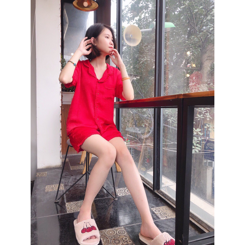 Bộ ngủ pijama lụa bèo tuyết nhung sang chảnh