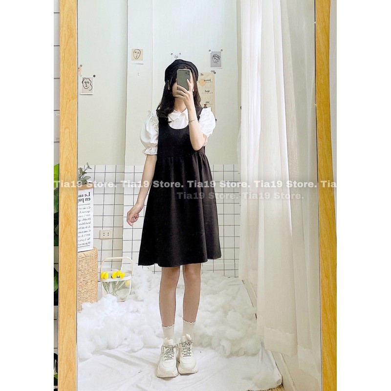 Set yếm babydoll trắng đen Lolita SP000012  ( Ảnh thật Tia19 chụp)