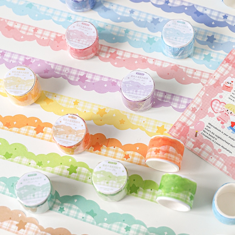 1 Cuộn Băng Keo Màu Pastel Hình Phong Cảnh