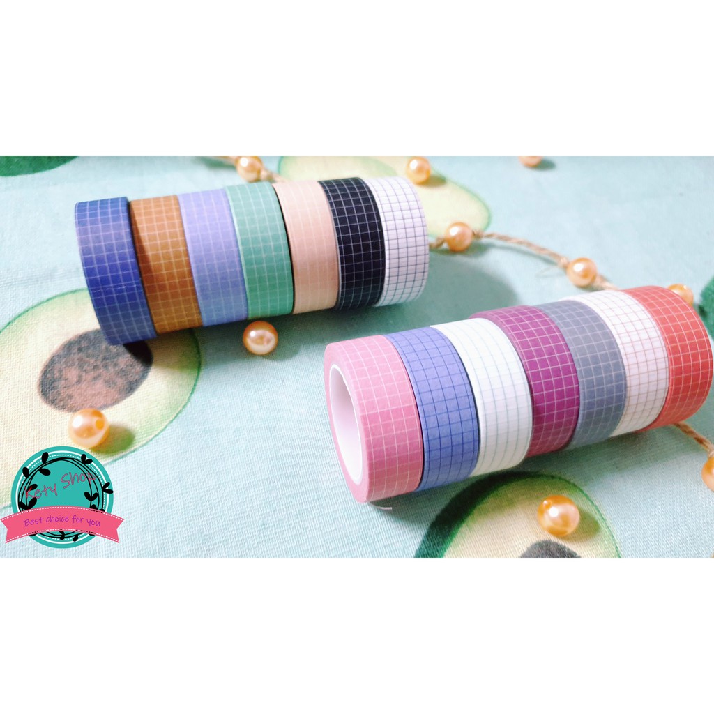 [ẢNH THẬT] Cuộn washi tape caro phong cách Nhật Bản dài 10m mẫu mới