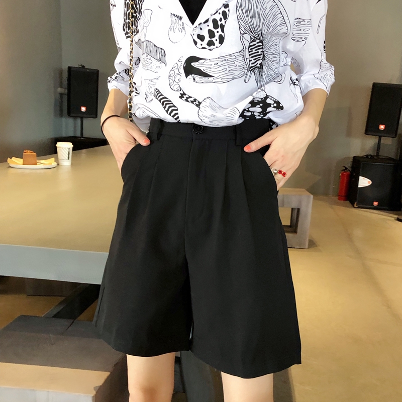 SUXI Quần Short Ống Rộng Lưng Cao Hợp Thời Trang