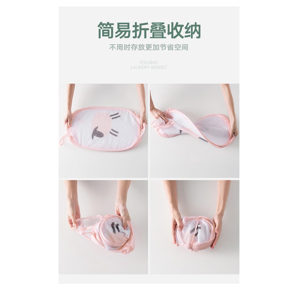 Giỏ Đựng Quần Áo Giặt Gấp Gọn Họa Tiết Hoạt Hình