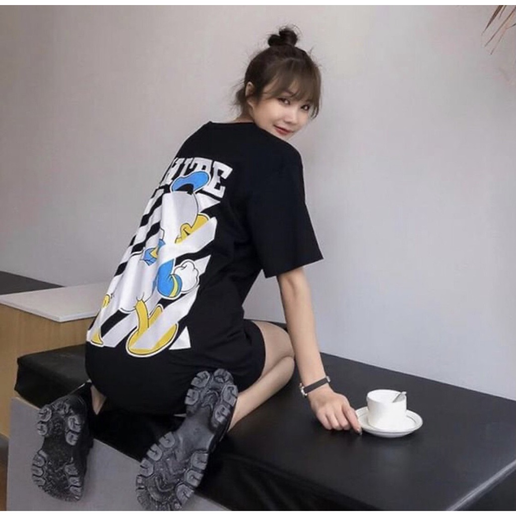 Áo thun tay lỡ in chữ WHITE form thụng chất liệu cotton (CT)