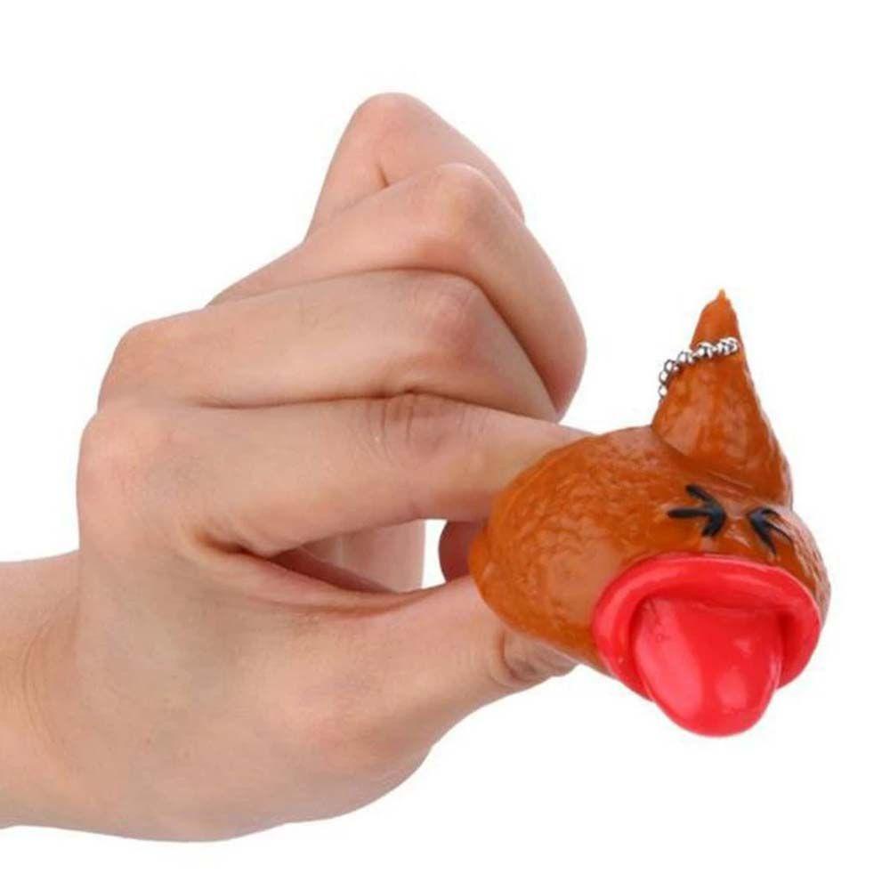 PATRICIA Poop Keychains Children Novelty Little Tricky Prank Keyring Fidget Toy Tongue Out Poop Toy