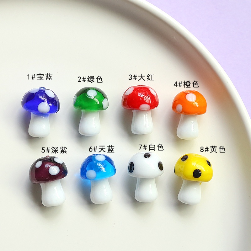 Hạt thủy tinh hình nấm hoạt hình nhiều màu sắc dùng làm trang sức