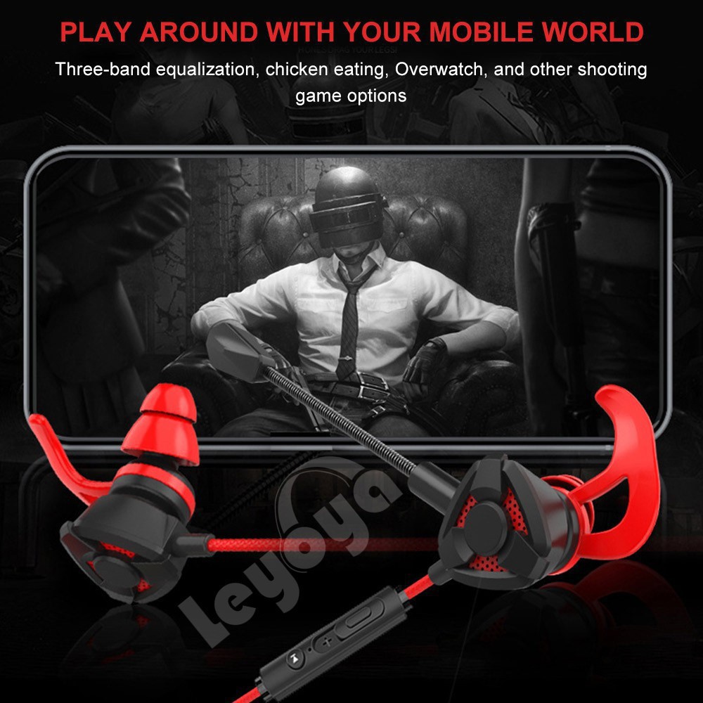 Tai nghe gaming có mic cho điện thoại Leyoya G60 tai nghe chơi game PUBG mobile / FF / ROS / Tốc chiến mic rời 360° earphone BASS hifi thoại / PC tai nghe nhét tai