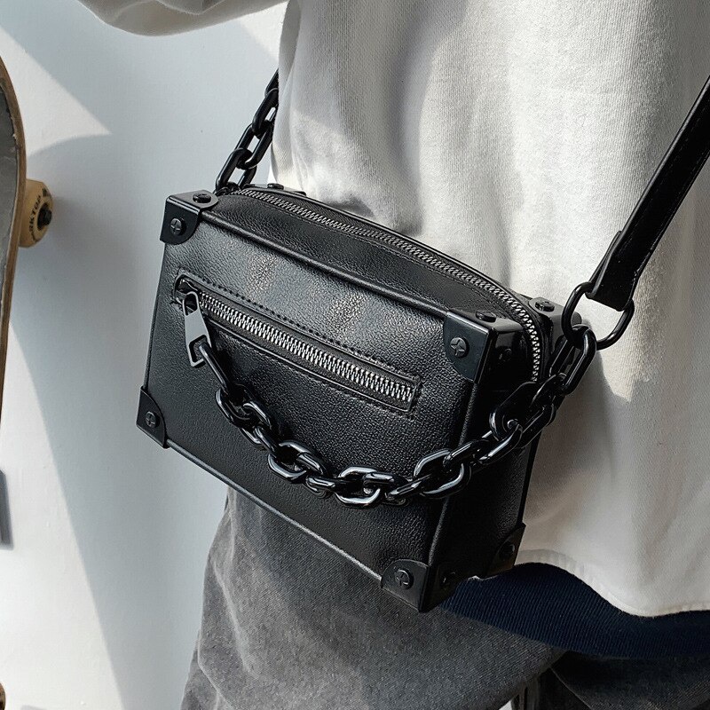 [Hàng Có Sẵn] Túi Xách Đeo Vai Hình Vuông Mini Mềm Mại Có Dây Xích Thời Trang Unisex sac homme