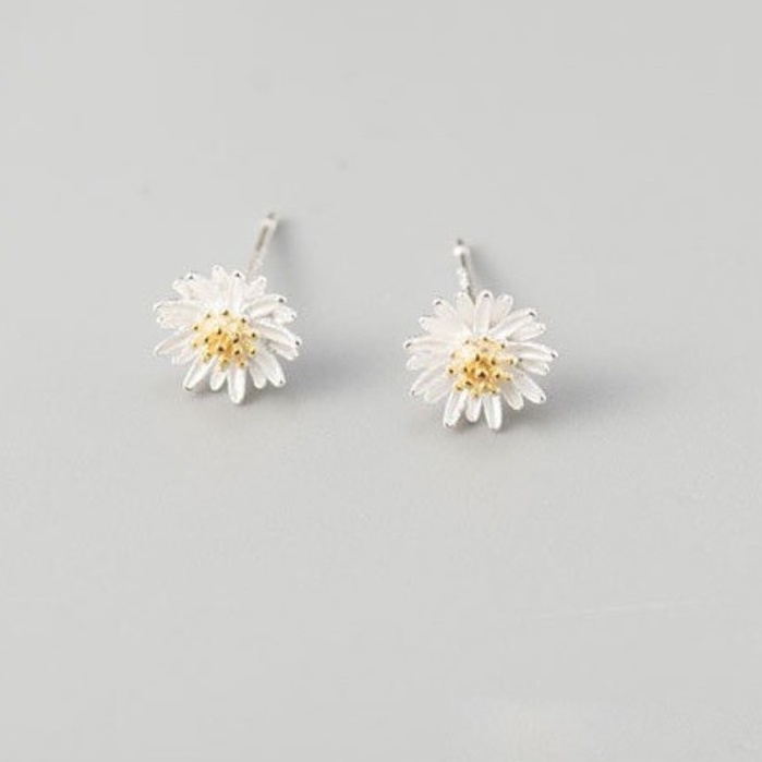 Khuyên tai bông hoa cúc họa mi bạc thật 925 DaLiA Jewelry bông tai bạc chuẩn cho nàng