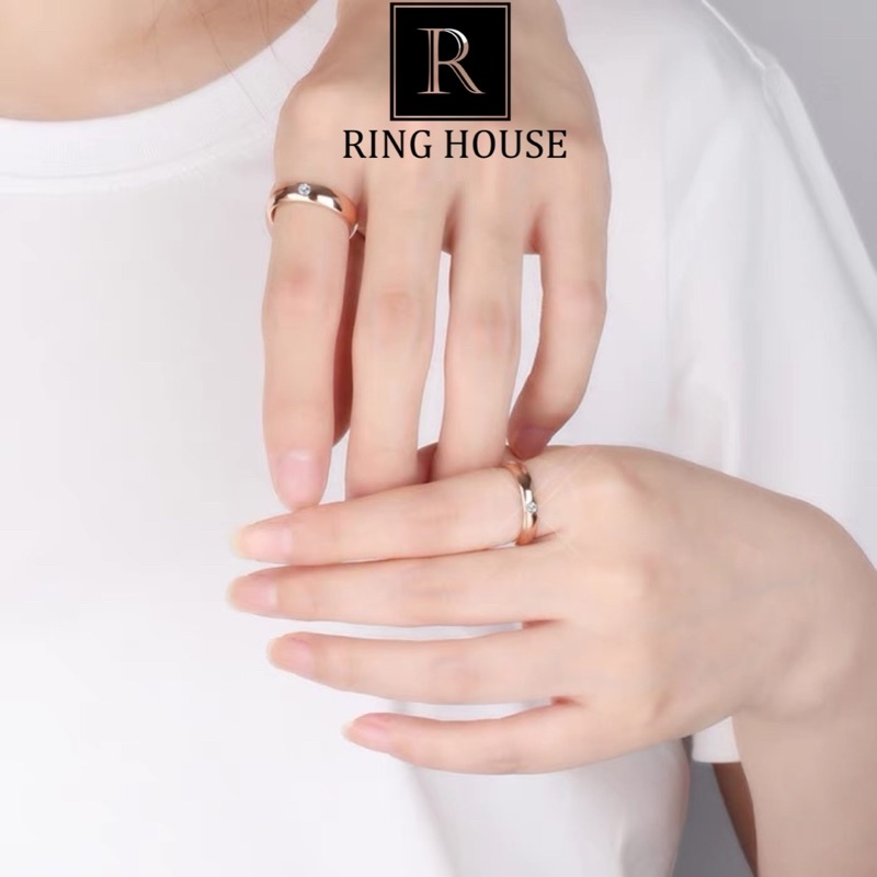 R6 Nhẫn Titan Cặp Đôi Nam Nữ Khắc Tên Theo Yêu Cầu Không Đen Gỉ Ring House