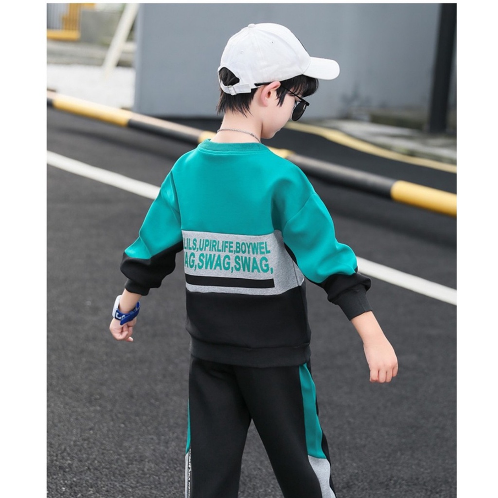 Bộ thu đông cho bé trai 14-45kg, quần áo thu đông bé trai 4-15 tuổi SWAG cá tính năng động, hàng may kĩ.SWAG68