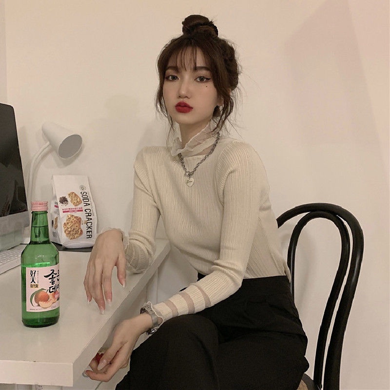 Áo Sweater Cổ Lọ Màu Đen Phong Cách Hàn Quốc Thời Trang Mùa Đông 2022
