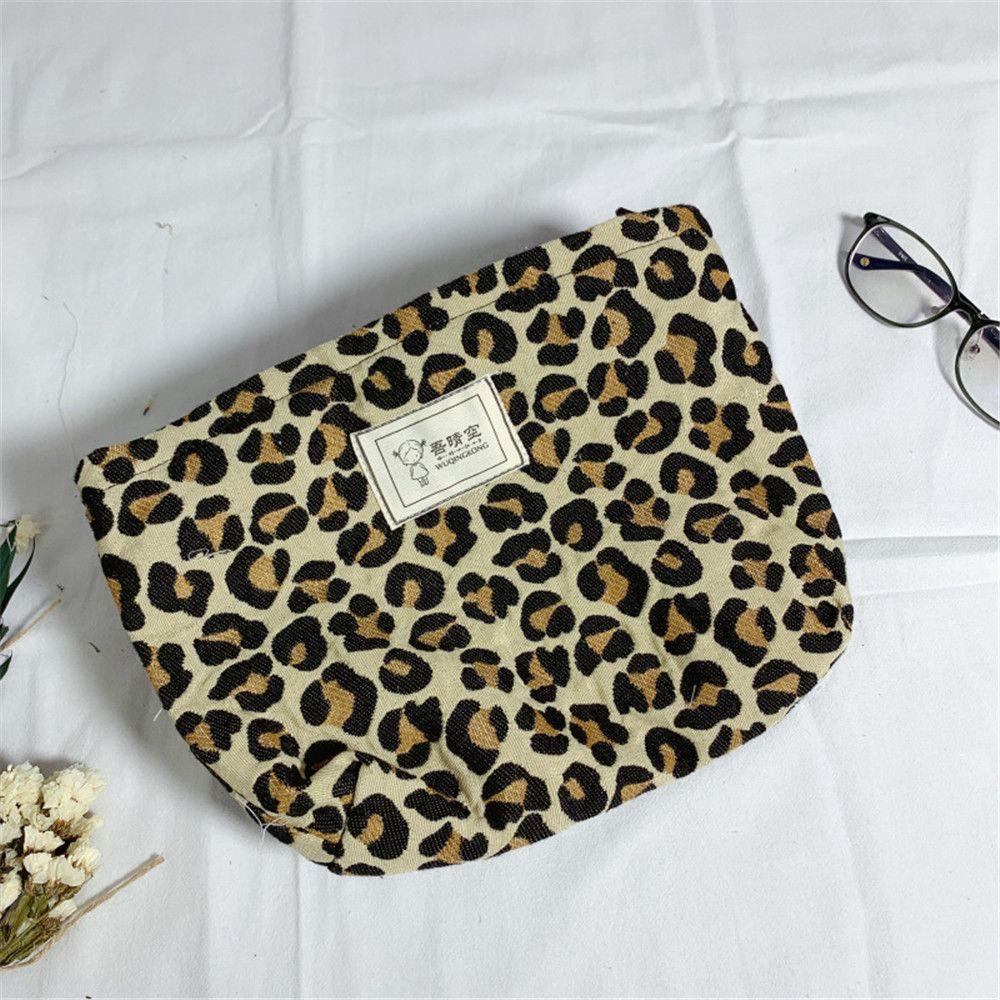 MIHAN1 Túi Đựng Đồ Trang Điểm Họa Tiết Da Báo