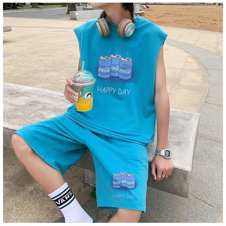 ⚡️ HÀNG HOT ⚡️ Bộ thể thao ba lỗ nam nữ COCA unisex, set đồ tập gym sát nách dáng rộng phong cách Hàn Quốc vải mát