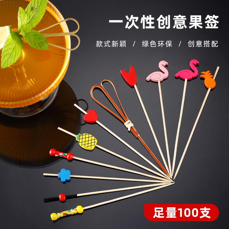 Que Cắm Hương Trái Cây/Thức Ăn Bằng Tre Dùng Một Lần Trang Trí Nghệ Thuật