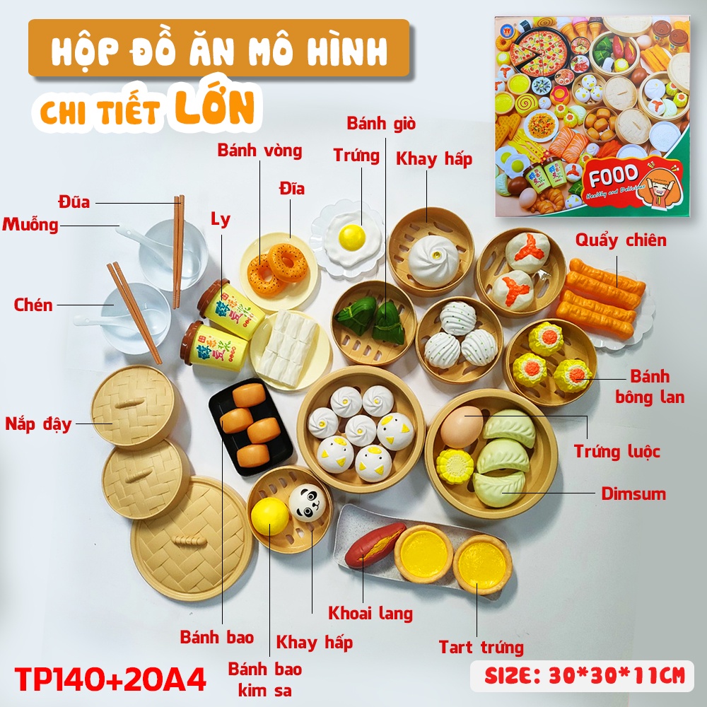 Bộ đồ chơi nấu ăn cho bé, mô hình đồ ăn, thức ăn, đồ chơi đồ hàng, set 93 chi tiết bằng nhựa