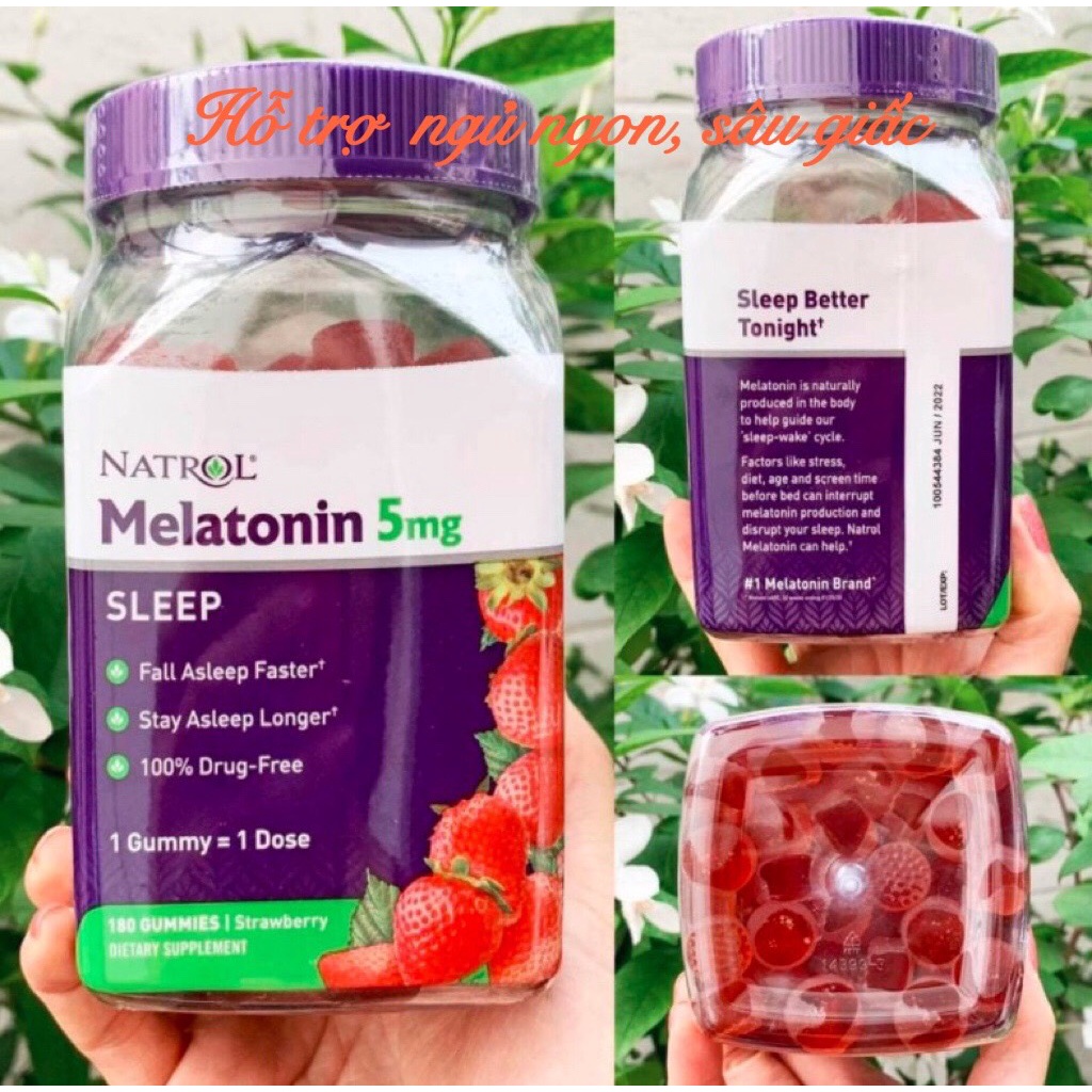 Date 2/2023 Kẹo Dẻo Natrol Melatonin Sleep 5mg/10mg Hương Dâu Mỹ| Siêu Thị Mới
