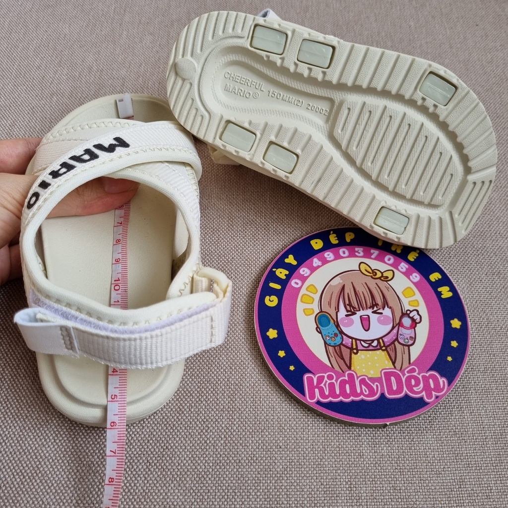 Giày Sandal quai dán Cheerful Mario cho bé trai gái 2-8 tuổi