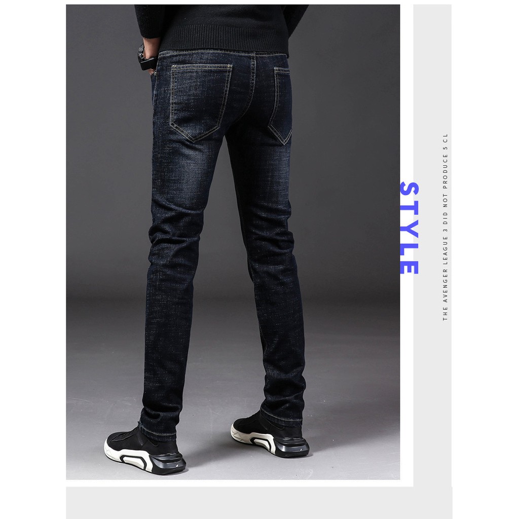 Quần jean nam dài trơn co giản ống suông cao | BigBuy360 - bigbuy360.vn