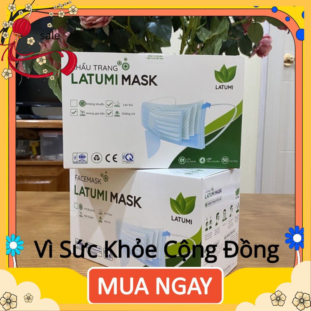 [COMBO 2 HỘP] Khẩu Trang Y Tế 4 Lớp Lọc Khuẩn 99% Cao Cấp LATUMI Phòng Chống Vi Khuẩn Qua Đường Hô Hấp