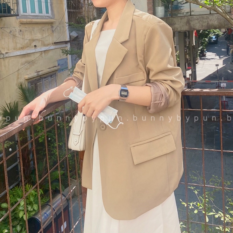 [Pun] Áo blazer nữ trơn phong cách nhẹ nhàng mùa thu | BigBuy360 - bigbuy360.vn