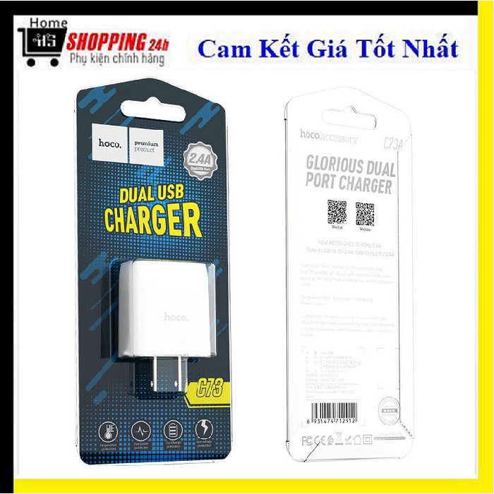 CỐC SẠC NHANH HOCO 2 CỔNG USB C73 - C73A