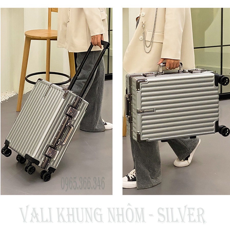 Vali Khung Nhôm Khóa số TSA siêu Hot Màu SILVER size 20 inch xách tay