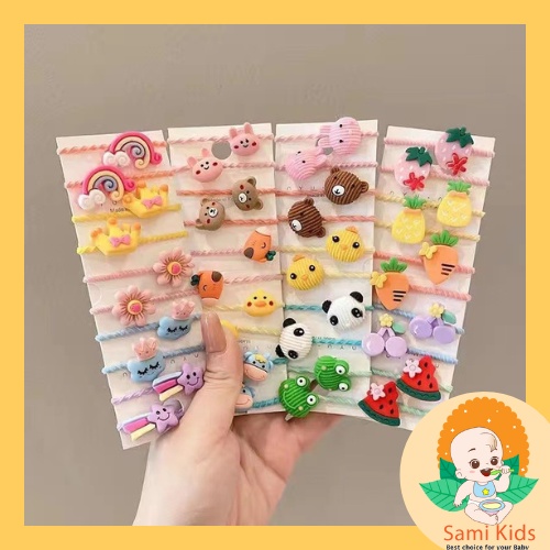 Dây buộc tóc thun mini, dây chun hình nơ, hoa, trái cây cột tóc cho bé gái SAMIKIDS