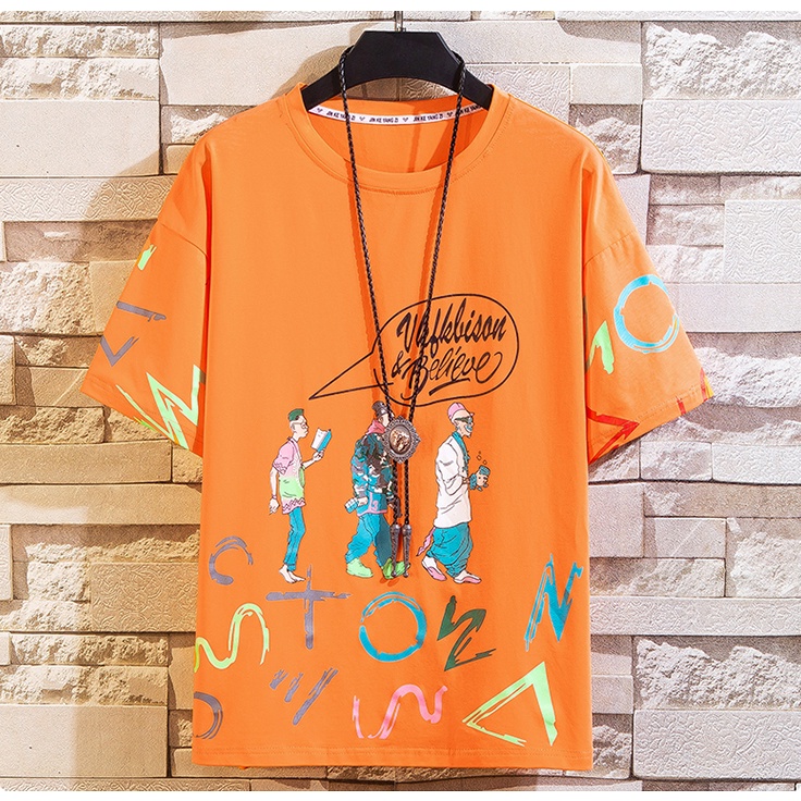 Bộ Quần Áo Thun Phông Nam Nữ Unisex Mùa Hè Ngắn Tay Cổ Tròn In Họa Tiết Sắc Màu Phối Chữ BELIEVE Zenkonu QA NAM 1000103