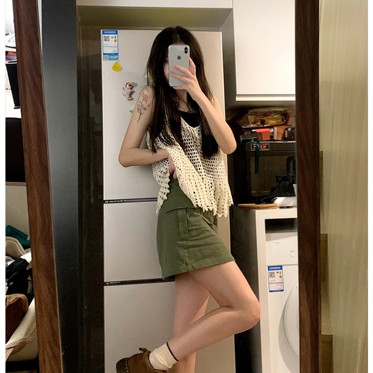 SUXI Áo Thun Sát Nách Cổ Chữ V Màu Sắc Trơn Thời Trang Mùa Hè Dễ Phối Đồ Cho Nữ