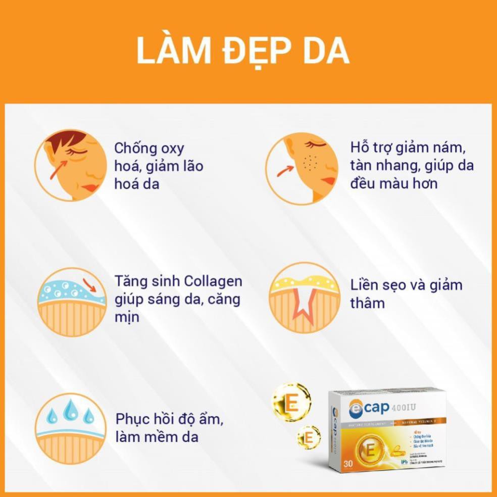 Vitamin E 400IU Tự nhiên Nhật Bản Ecap - Đẹp Da, Chống Lão Hóa | Thế Giới Skin Care